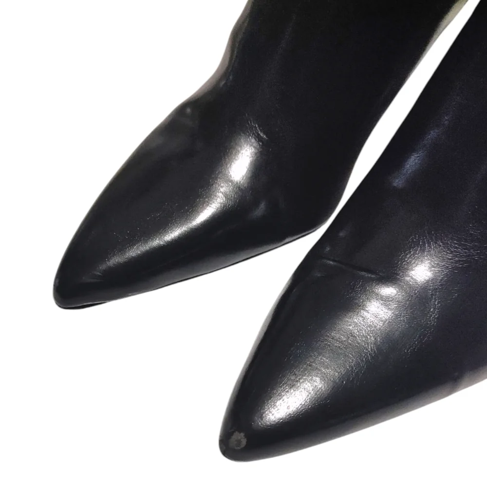 Zara Faux Leather Pointed Toe Geometric Heel Zipper Ankle Booties Womens Size 37 - Picture 8 of 9